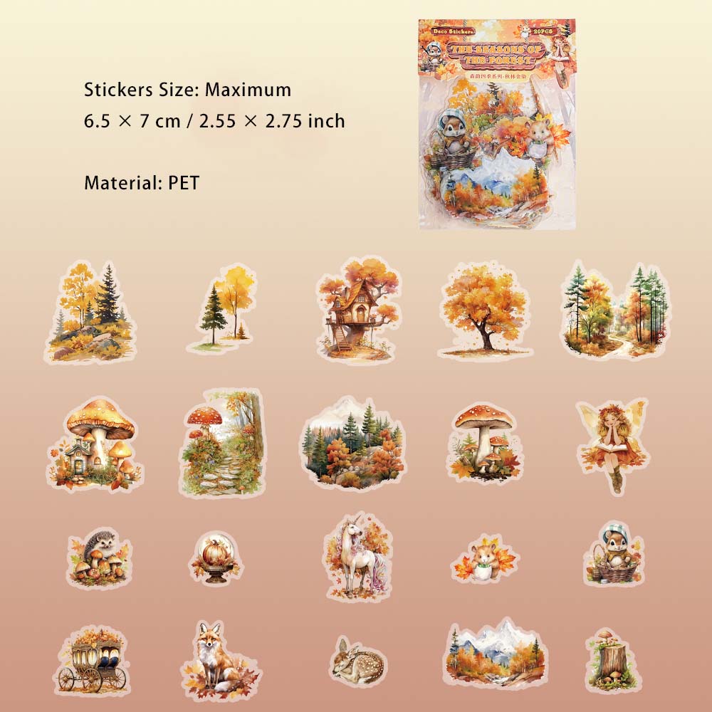 20 Pcs Seasonal Forest PET Stickers SYSJ