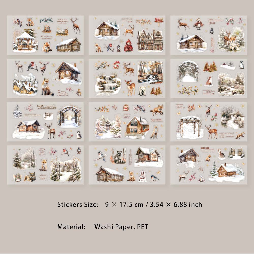 25 Sheets Winter Landscape Stickers Book SLXZ