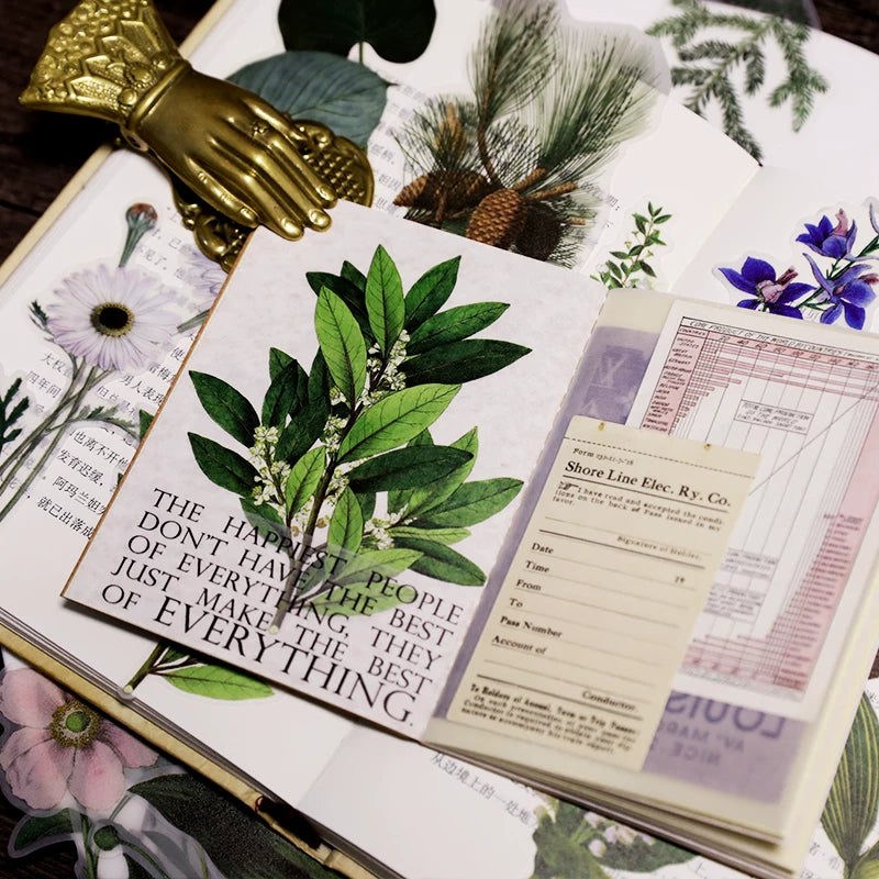 Large botanical translucent tracing paper sticker set