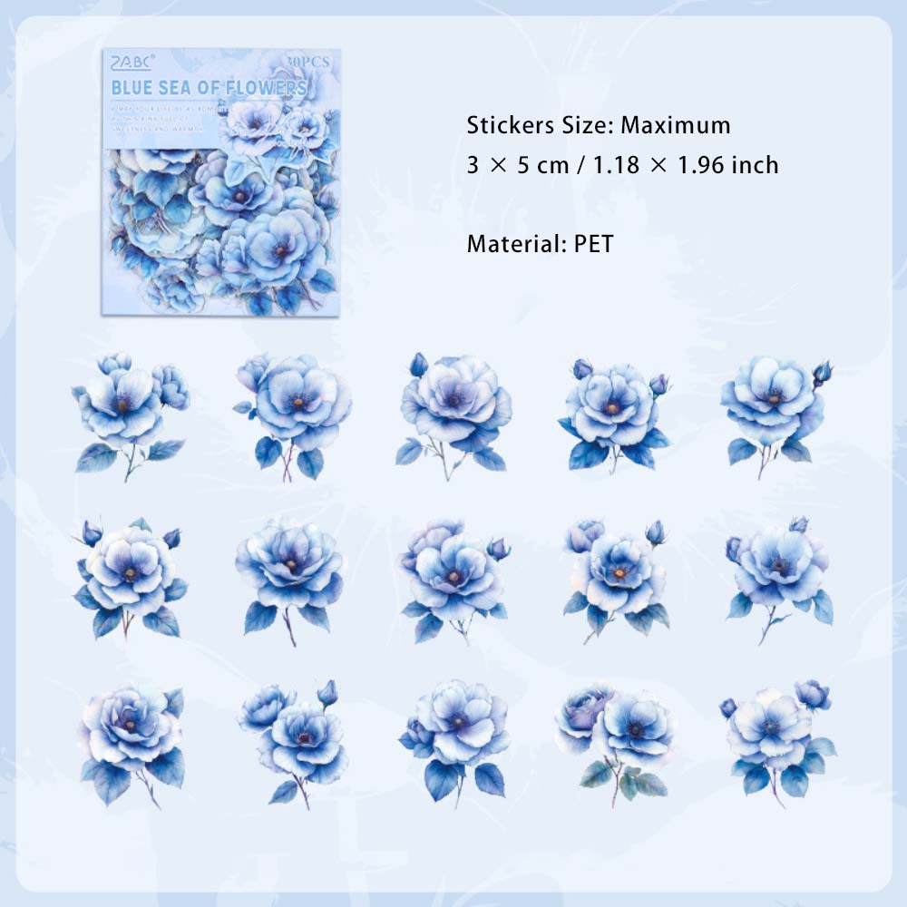 30 Pcs PET Rose Stickers HWQY