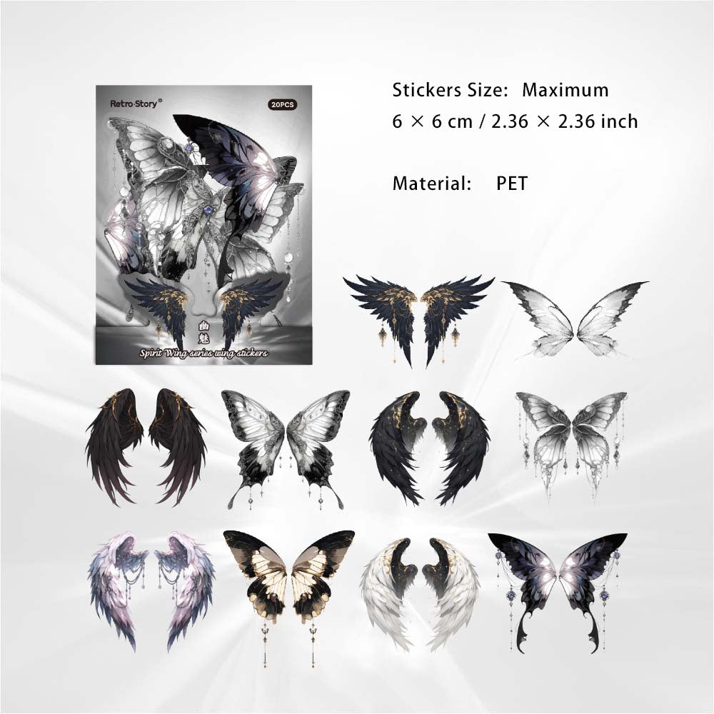 20 Pcs PET Wing Stickers LCXL