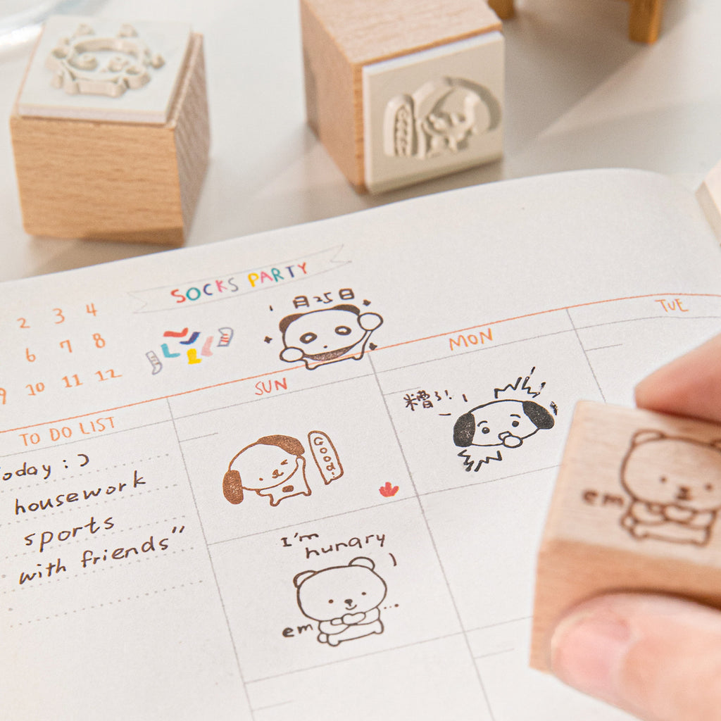 1 Pcs Cute Animal Wooden Stamp XDPD