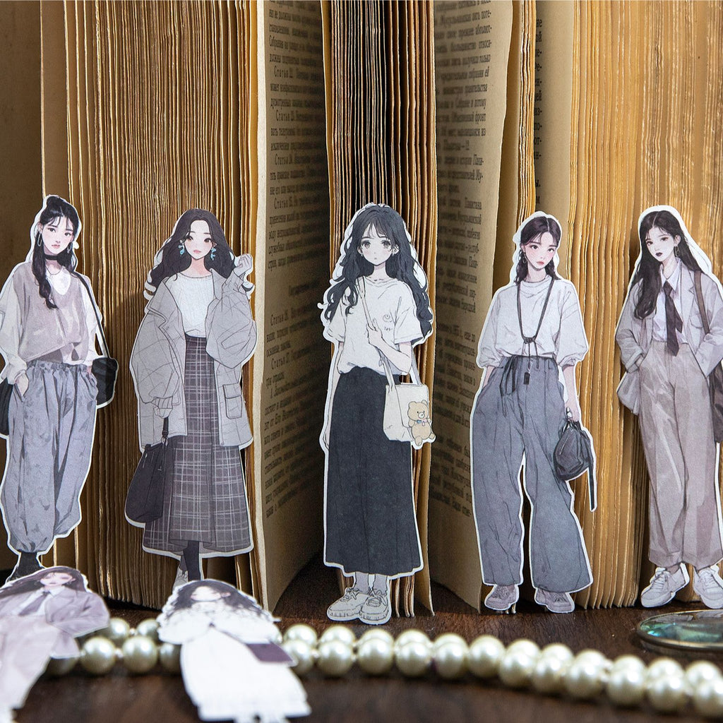 10 Pcs Fashion Girl PET Stickers ZDSYYL