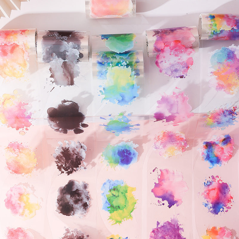 6 Rolls Watercolor PET Stickers Tape Set MRSH