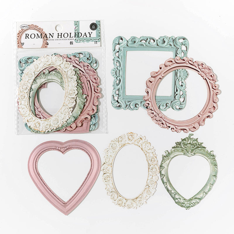 10 Pcs Antique Baroque Relief Frame Paper Pack - Roman