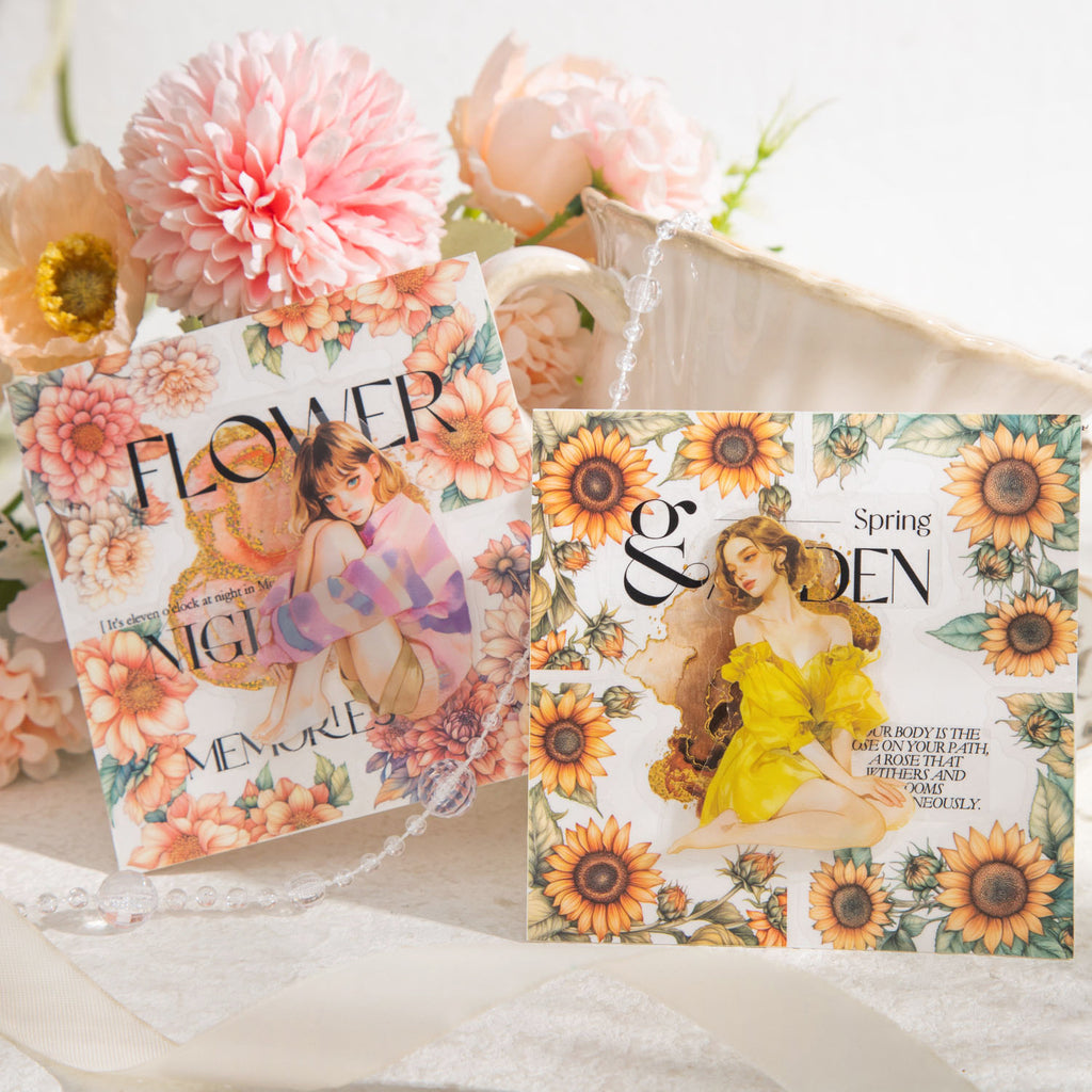 20 Pcs Flower Corner PET Stickers HDBJ