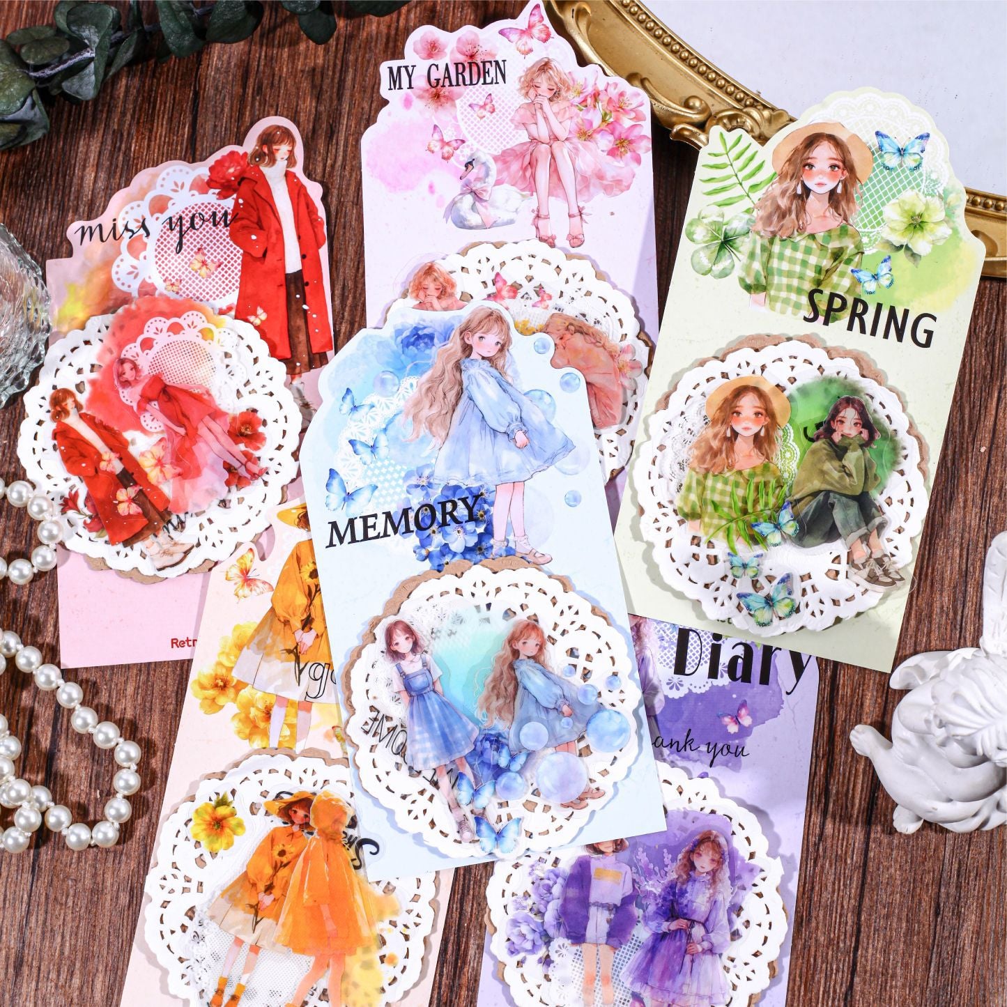 30 Pcs Lace Paper and Girl Stickers HYXL