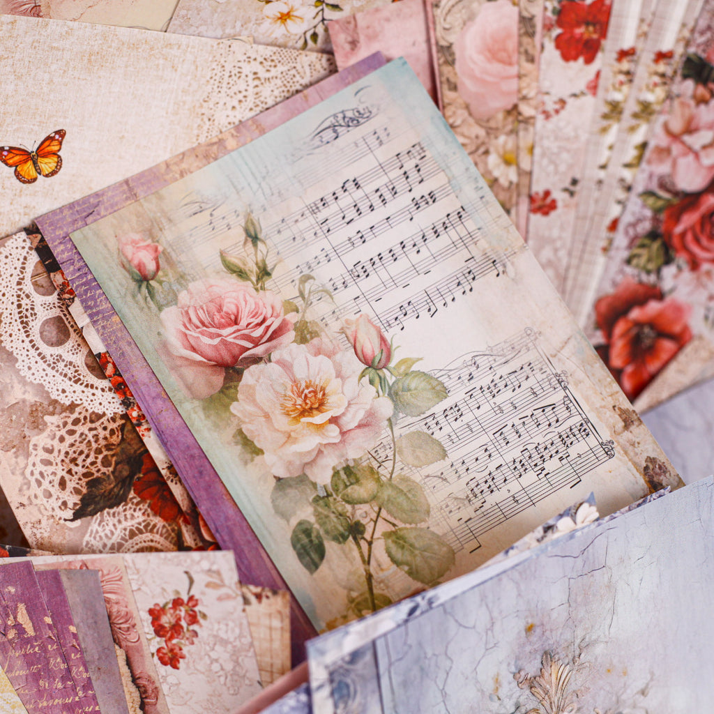 40 Pcs Floral Paper and Flower Stickers Kit MZXL