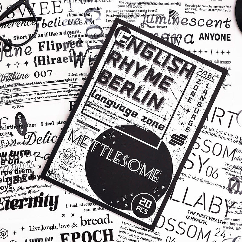 20 Sheets Word Quote PET Stickers Book YXDD