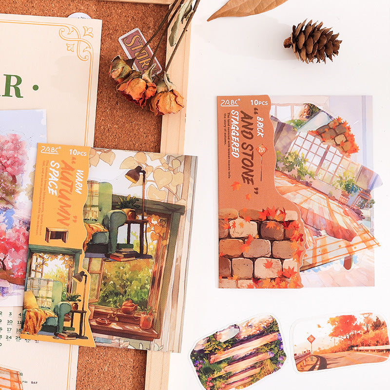 10 Pcs Natural Landscape PET Stickers ZRHJ