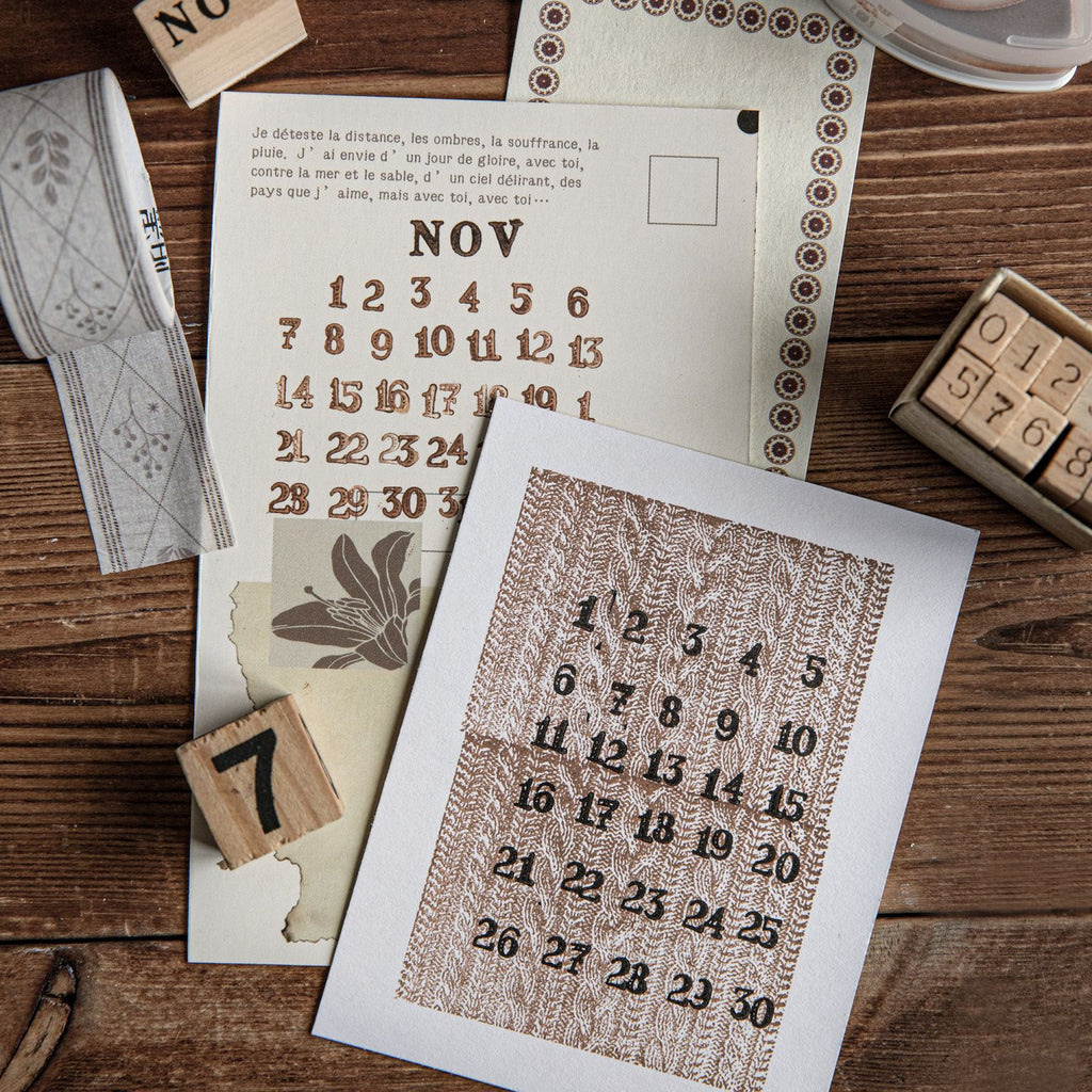 10 Pcs Alphabet Number Wooden Stamp Kit SZYJ