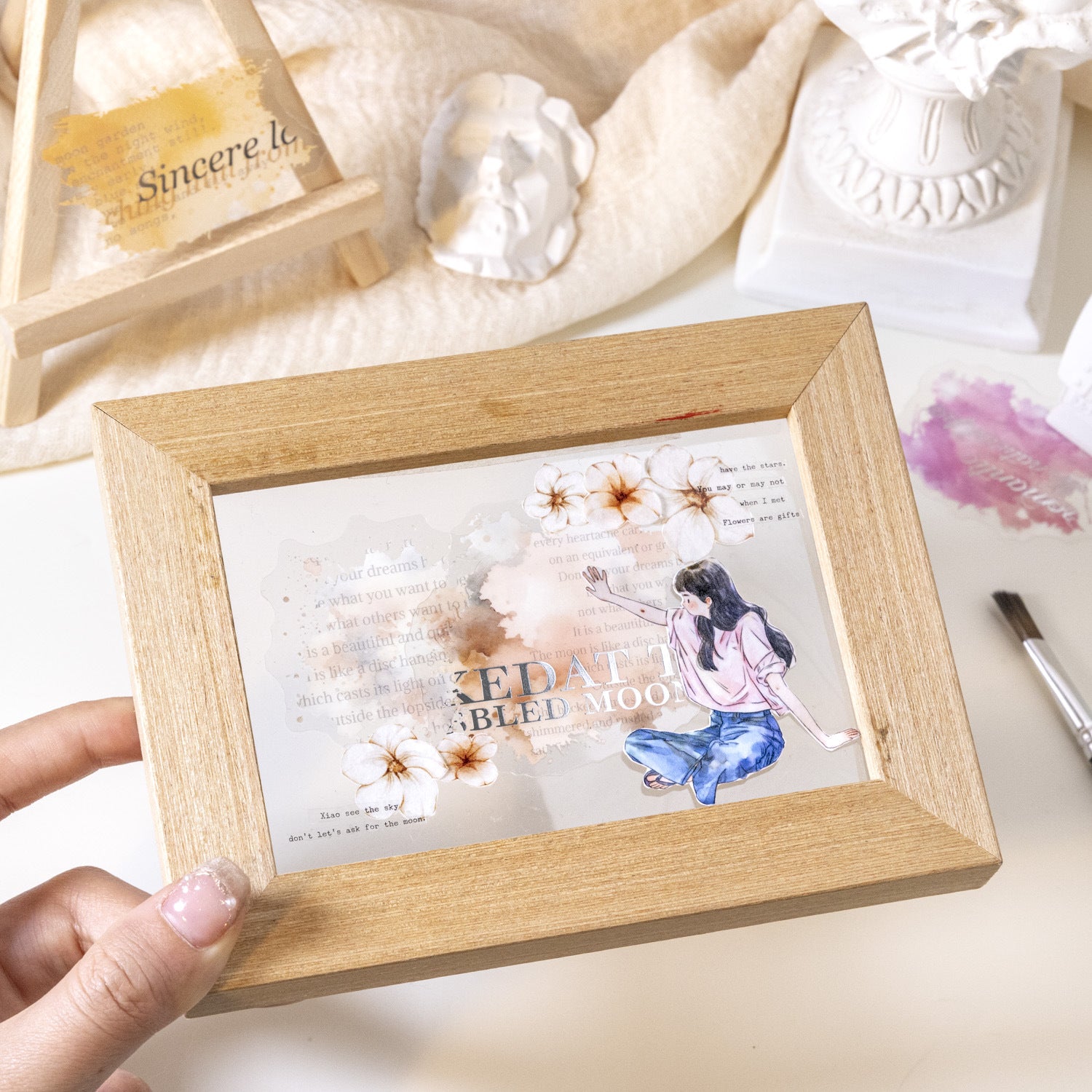 20 Pcs Watercolor Quotes PET Stickers SCMZ