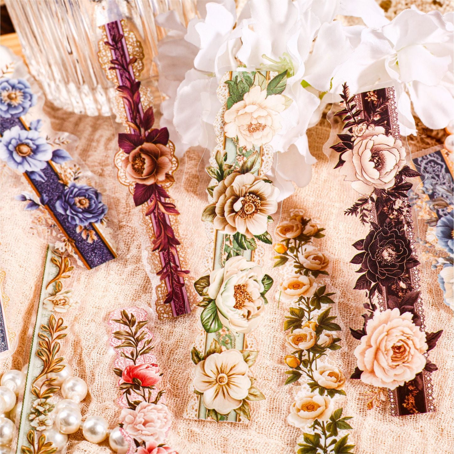 15 Pcs Lace and Flower PET Stickers HXXL