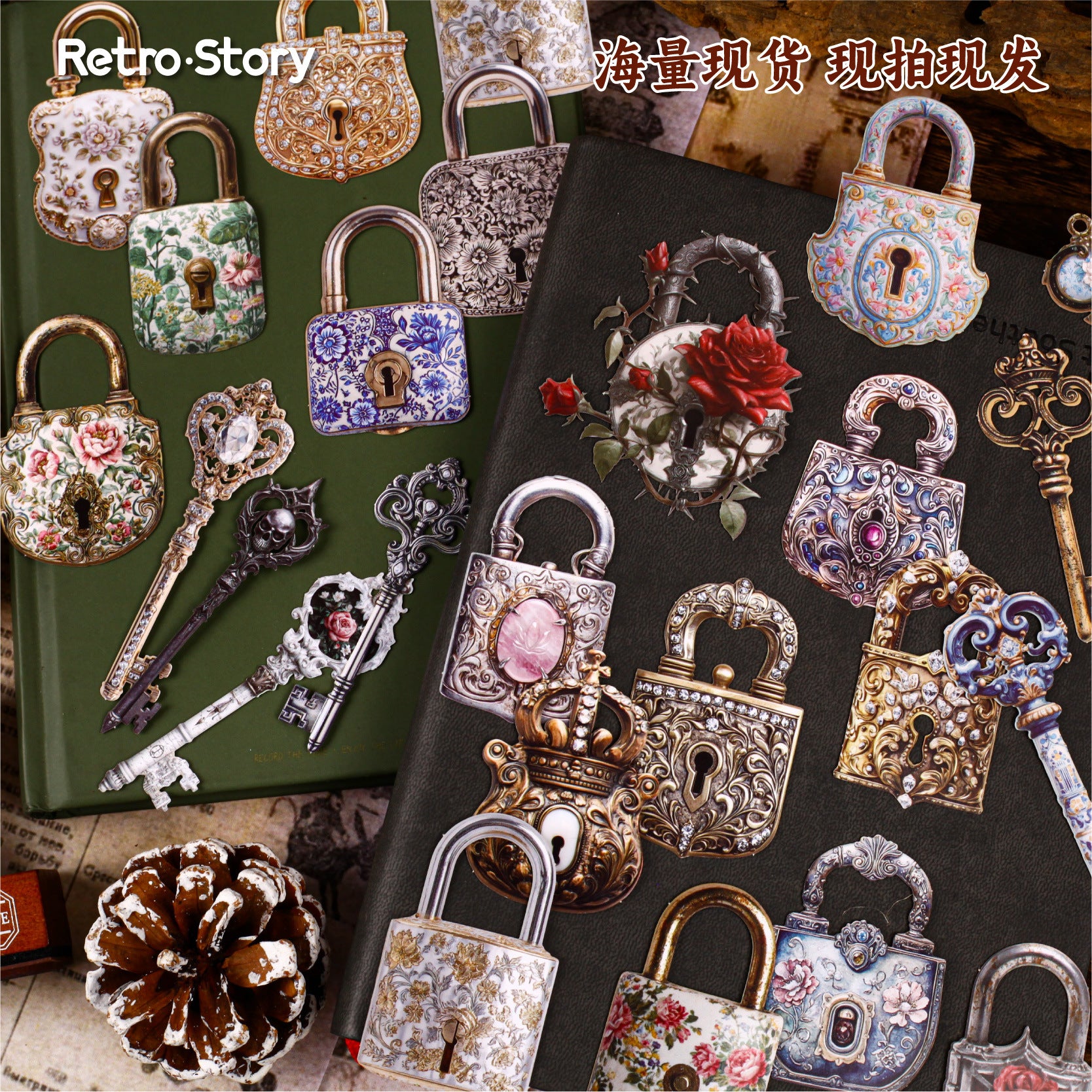 30 Pcs Key Lock Cardstock Stickers SYXL