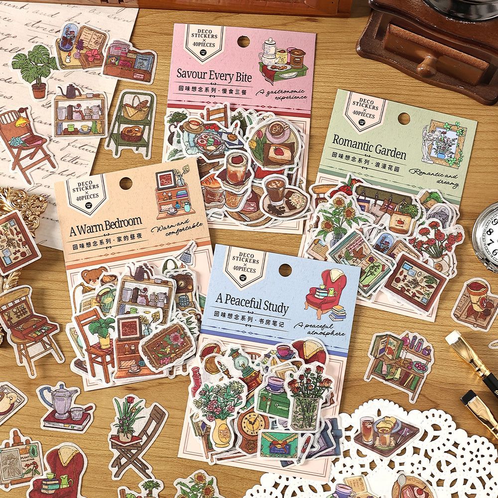 40 Pcs Home Life Washi Stickers HWXN