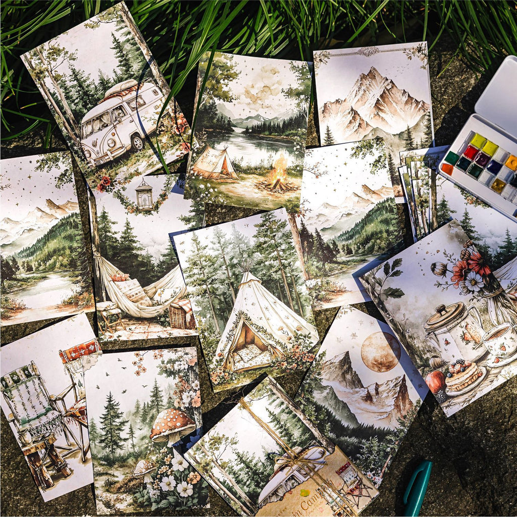 30 Sheests Camping Picnic Scrapbook Paper FYZR