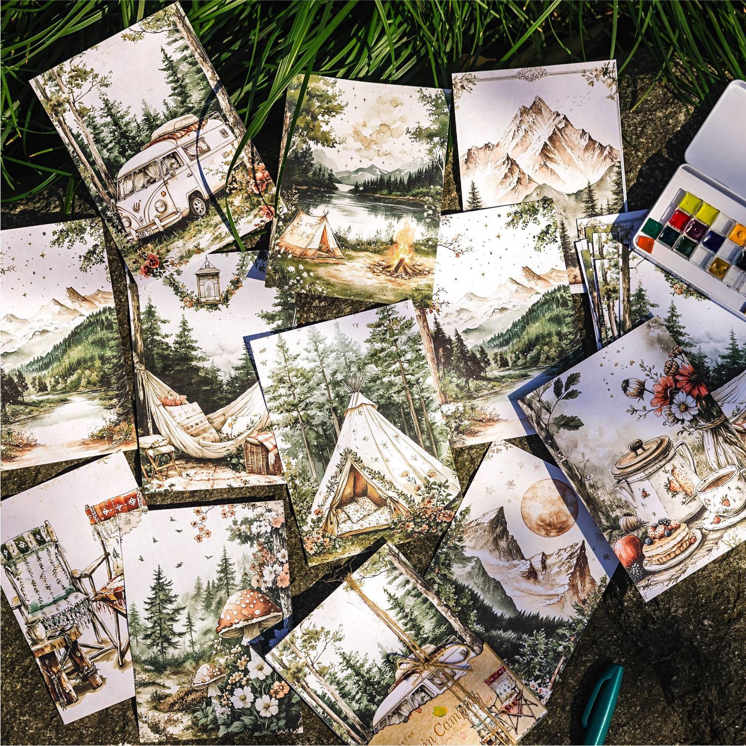 30 Sheests Camping Picnic Scrapbook Paper FYZR