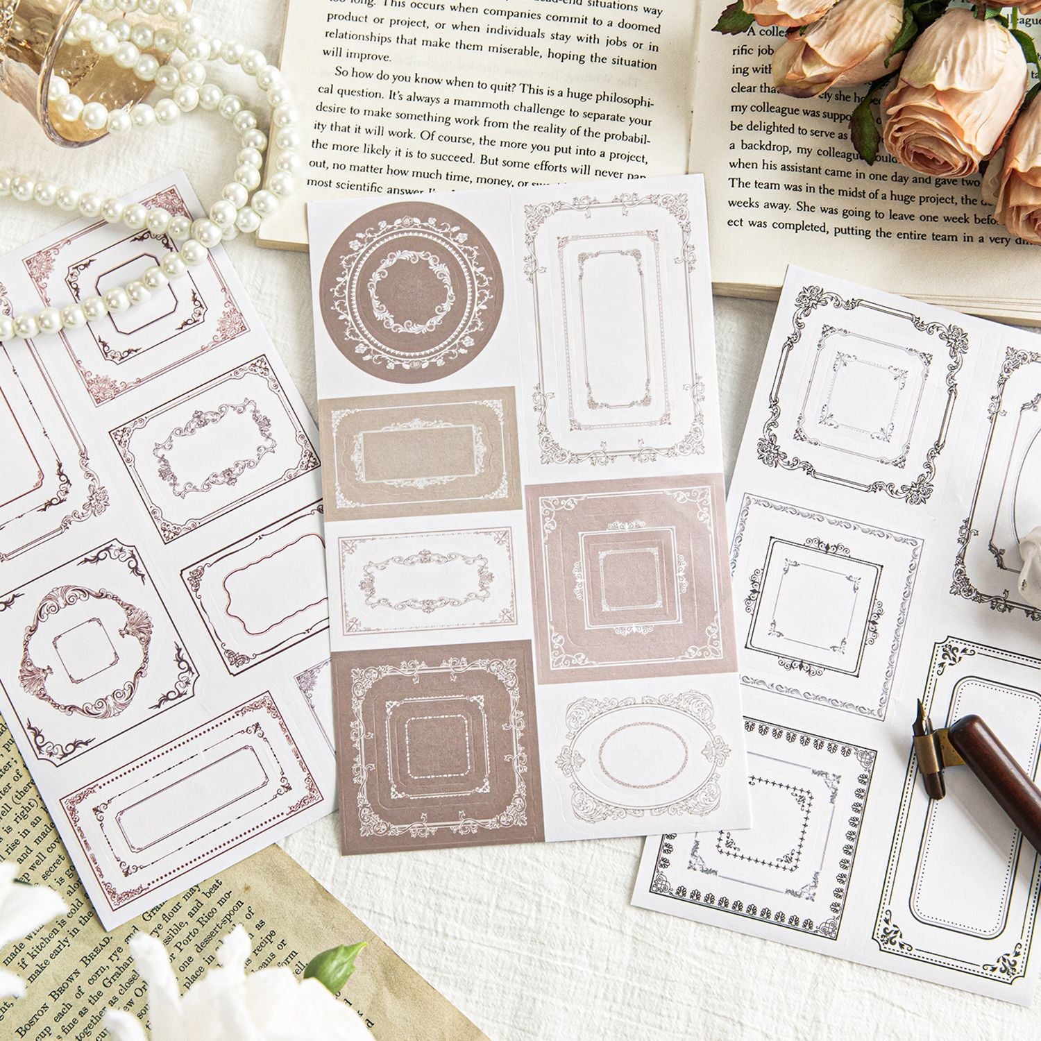 3 Sheets Pre-cut Geometry Frame Stickers SJHX