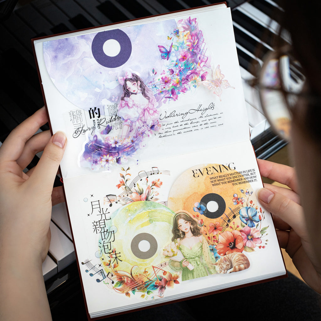 15 Pcs Disc Paper and Flower PET Stickers Kit CTGY