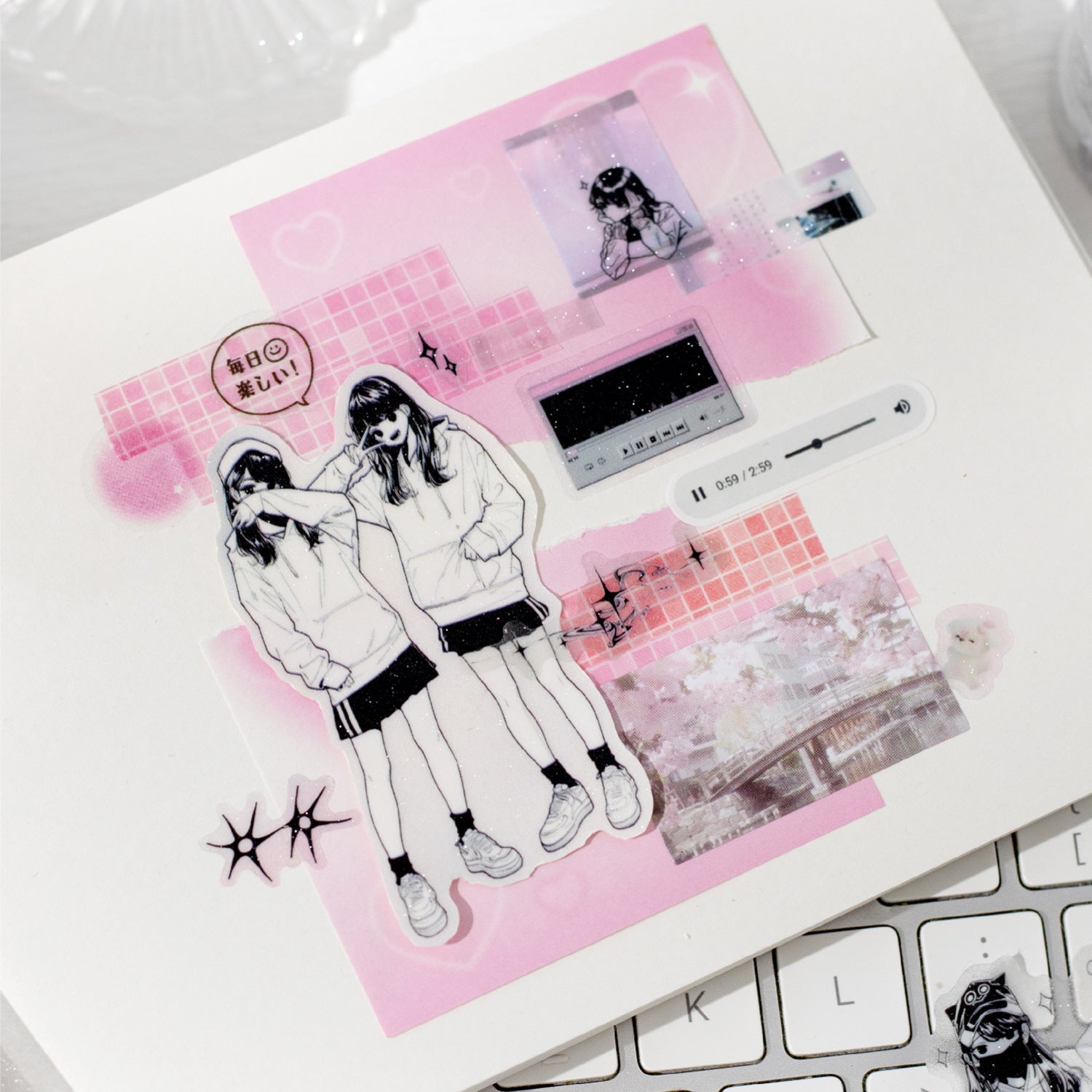 1 Roll Comic Girl PET Stickers Tape WXDSJ
