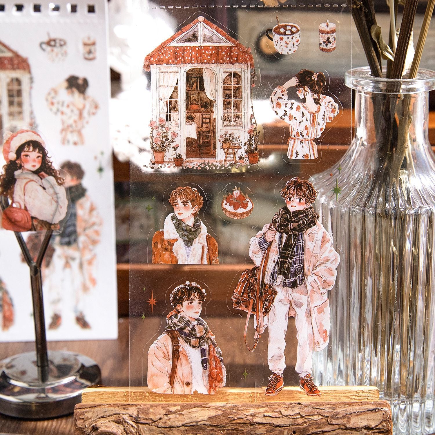 24 Sheets Sweet Girl PET and Washi Stickers Book TMJX