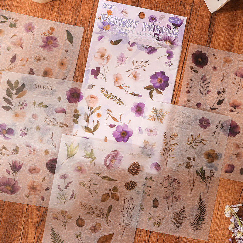 6 Sheets Botanical Plant Flower Stickers CHGY