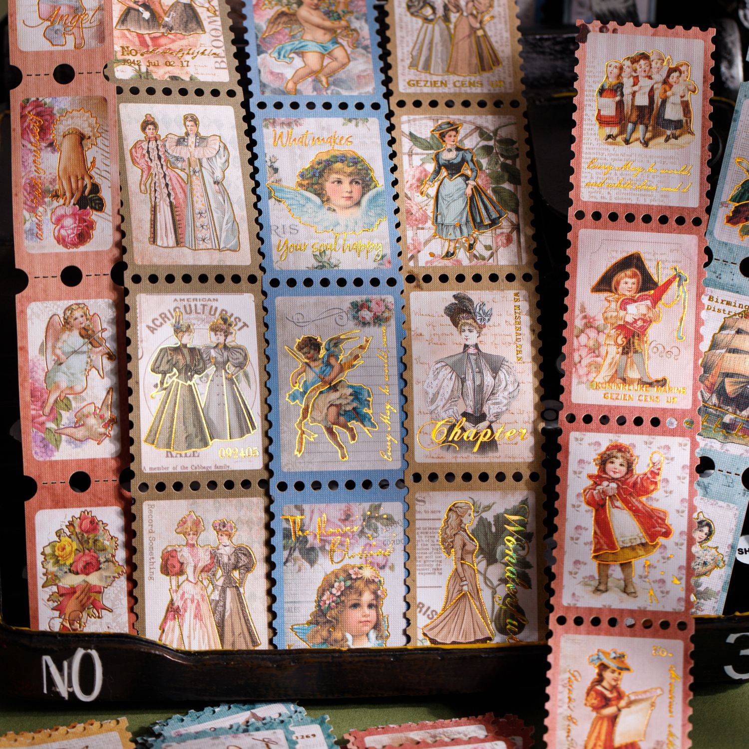 20 Pcs Gold Foil Post Stamp Stickers LJYP