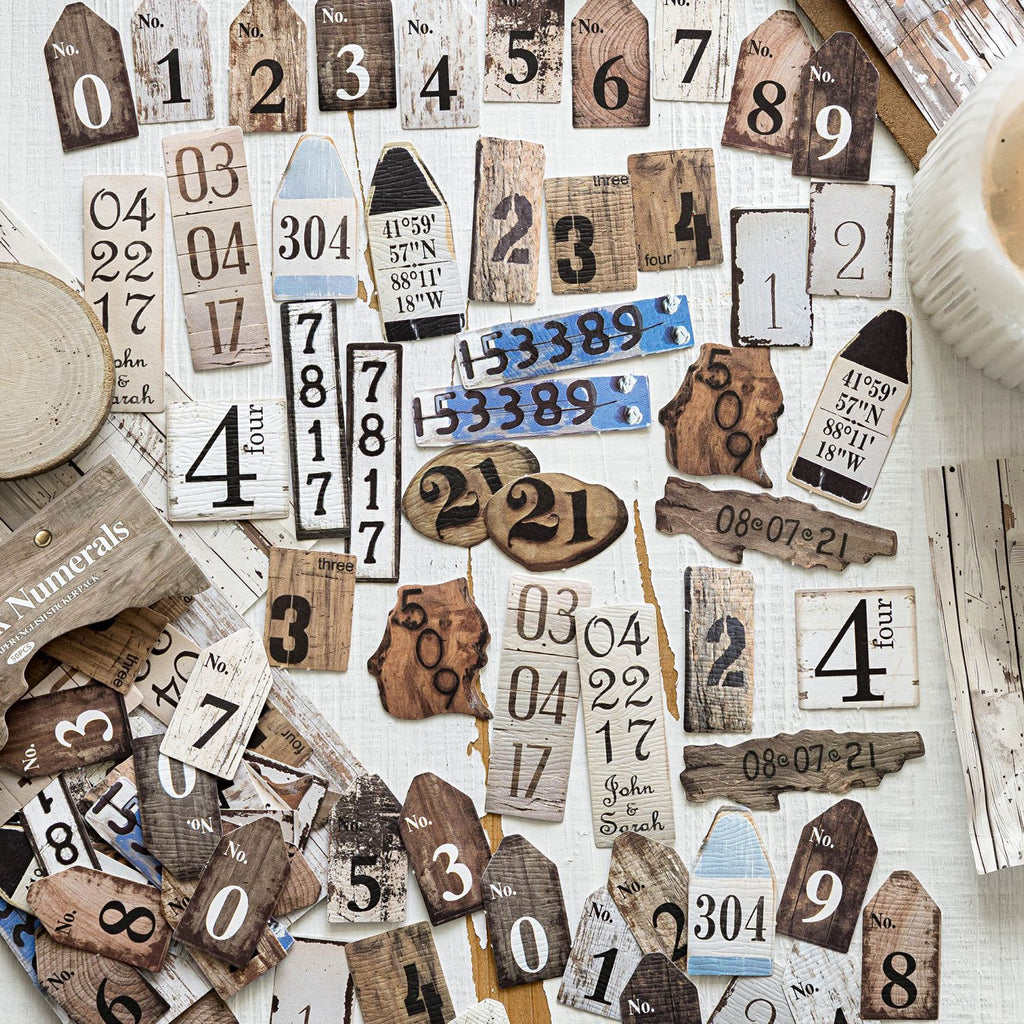 50 Pcs Wooden Themed Words Stickers ZJMY