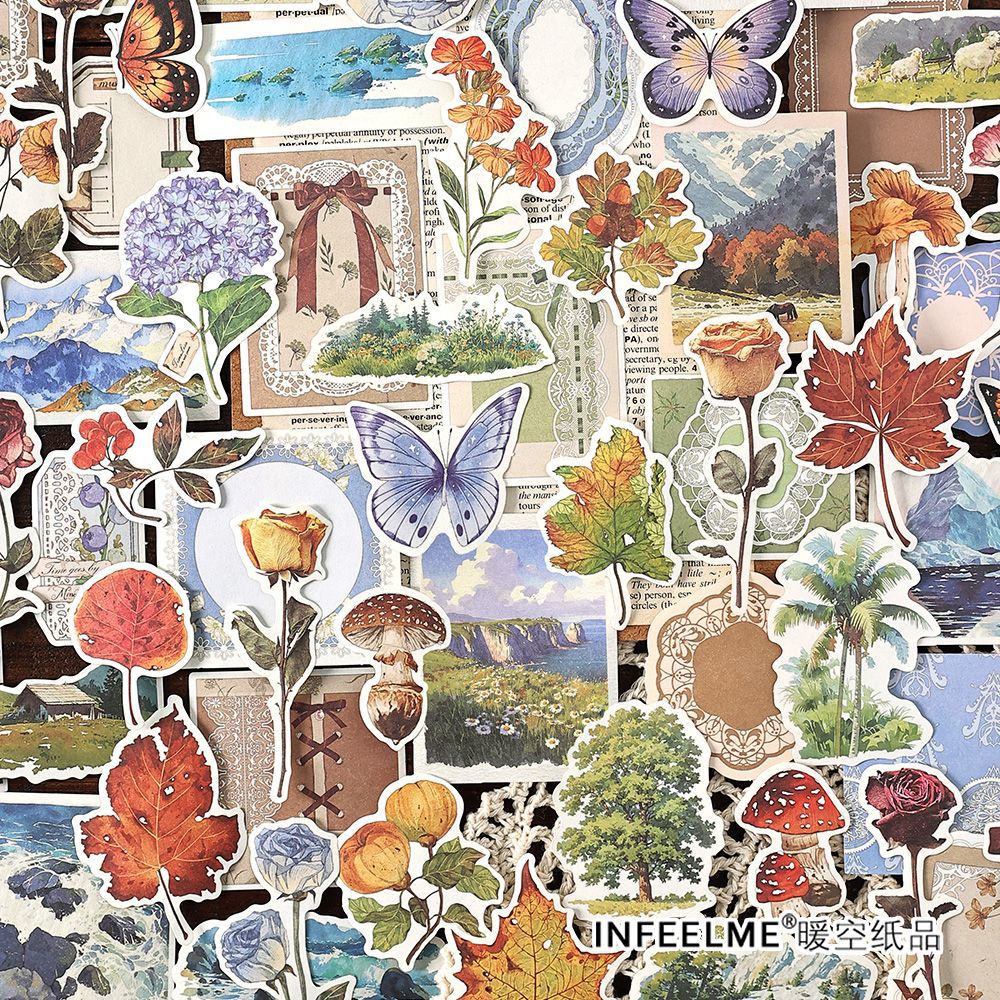 200 Pcs Vintage Journal Stickers and Paper SYCS