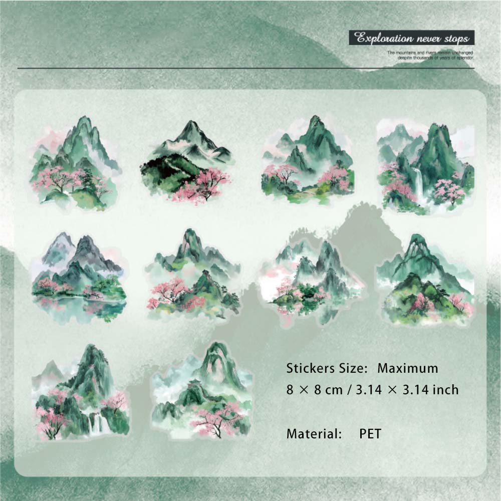 10 Pcs Seasonal Mountain PET Stickers SCYJ