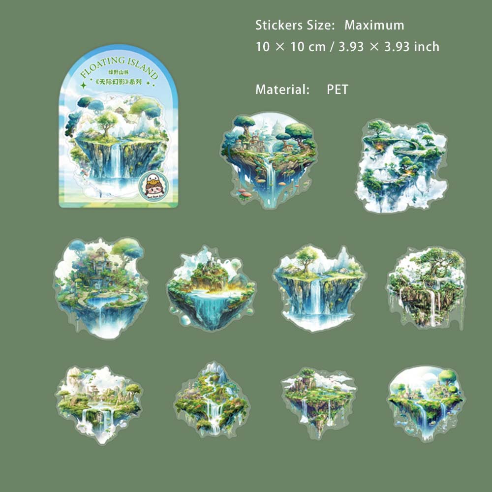 10 Pcs Fantasy Island PET Stickers TJHY