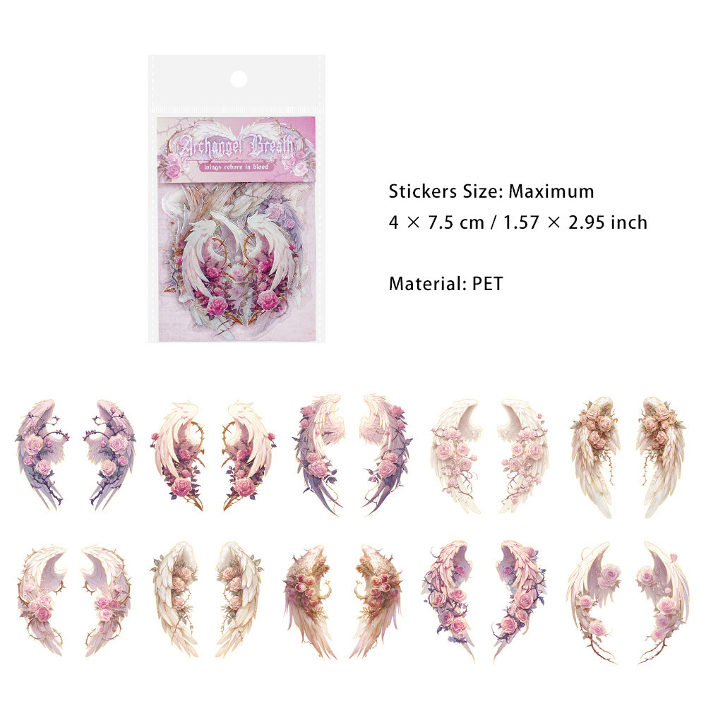 20 Pcs Glitter PET Angel Wing Stickers DTSZX