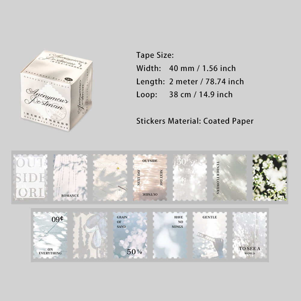 1 Roll Die-cut Flower Post Stamp Stickers Tape NMYC