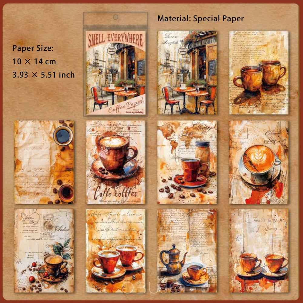 30 Sheets Coffee Themed Scrapbook Paper XQSY