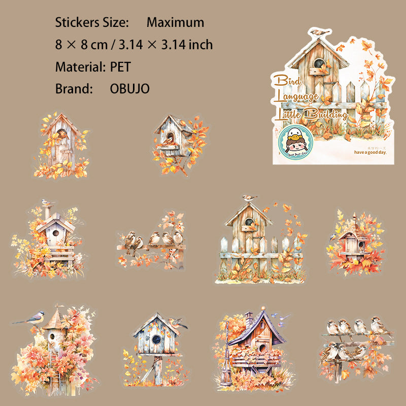 10 Pcs Bird Cage PET Stickers NYXZ