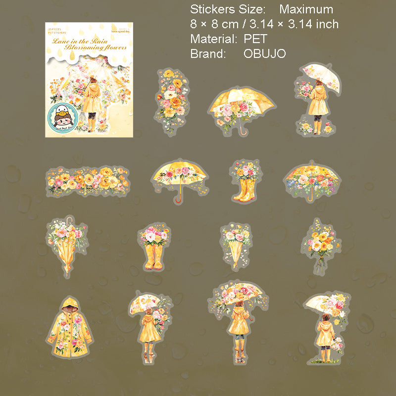 15 Pcs Rainy Theme PET Stickers YXHK