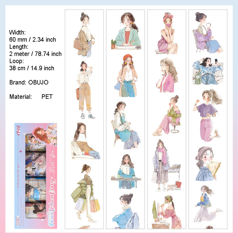 4 Rolls Fashion Girl PET Tapes Set WRSY