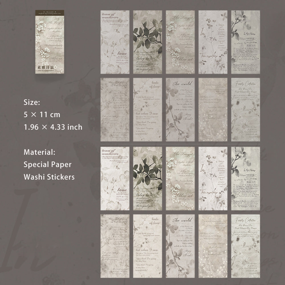 20 Sheets Vintage Washi Stickers and Paper SJPD