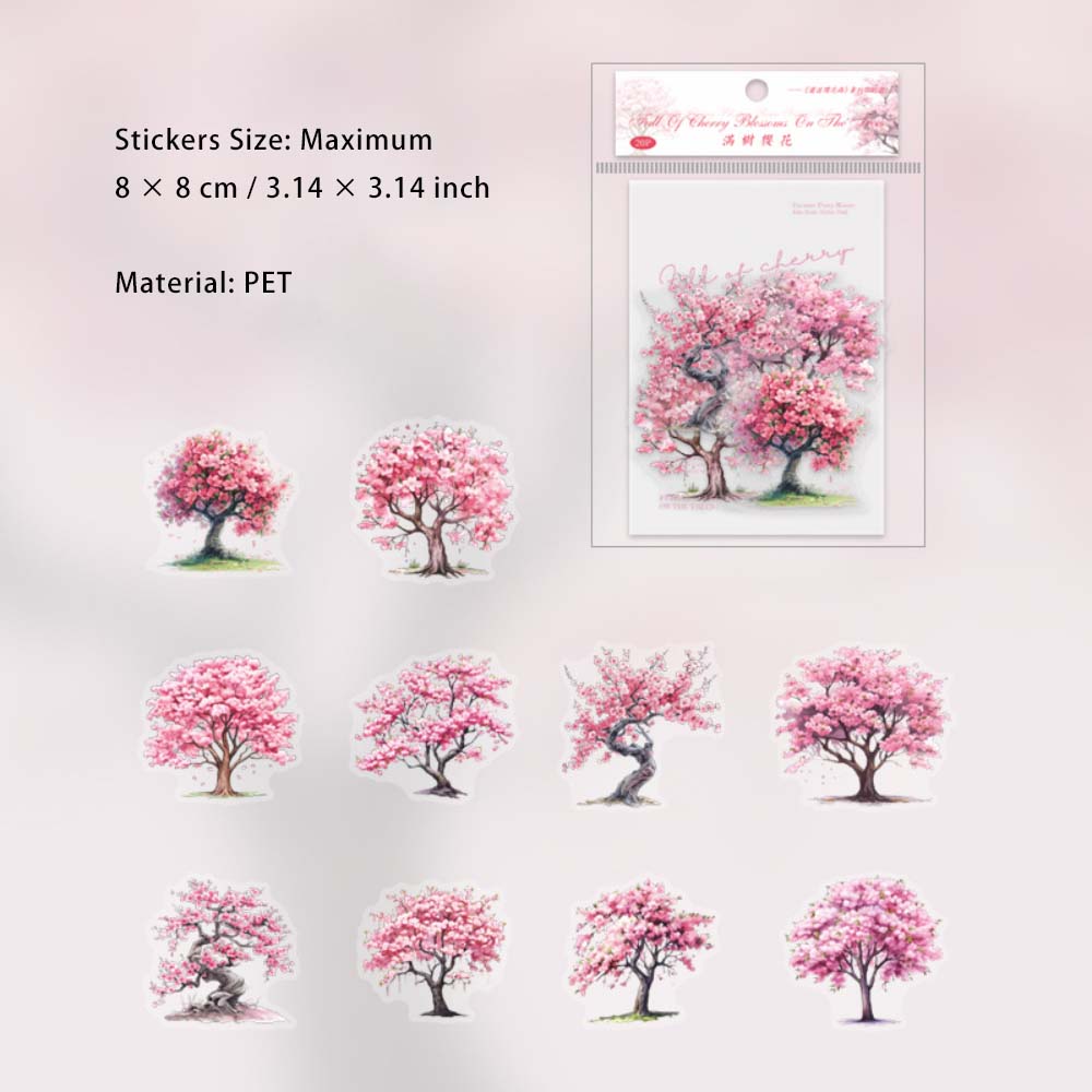 20 Pcs Cherry Blossom PET Stickers XHYHY