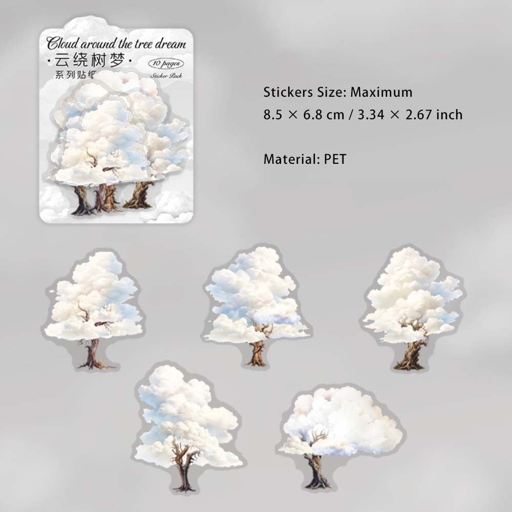 10 Pcs Cloud Tree PET Stickers YRSM