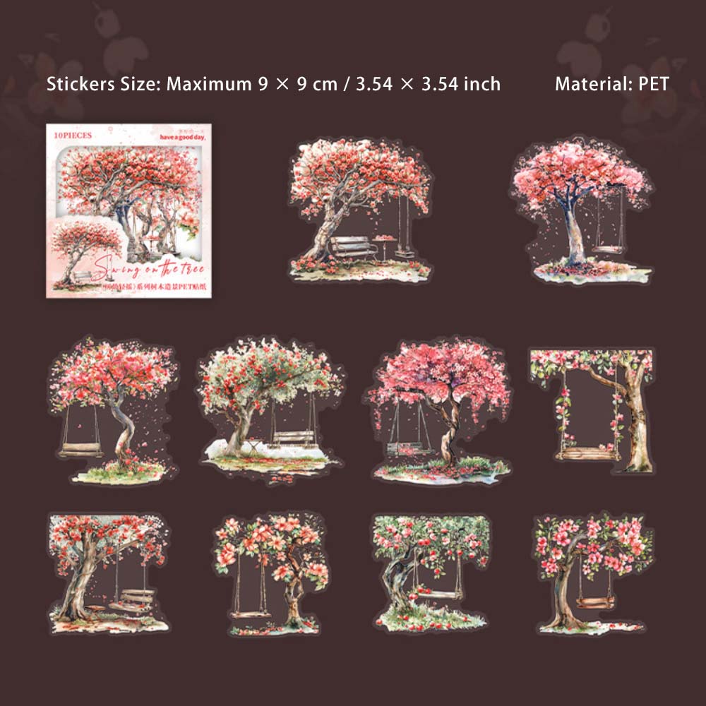 10 Pcs Garden Tree PET Stickers SYQY