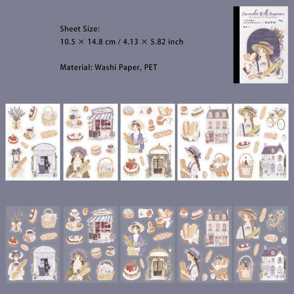 20 Sheets Romantic Encounter Theme Stickers Book YLMXH