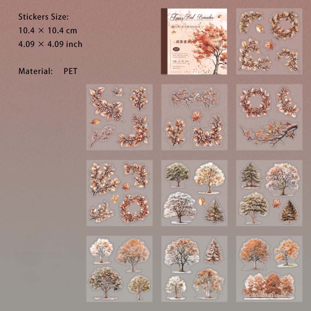 20 Sheet Tree Branches PET Stickers Book SYZXL