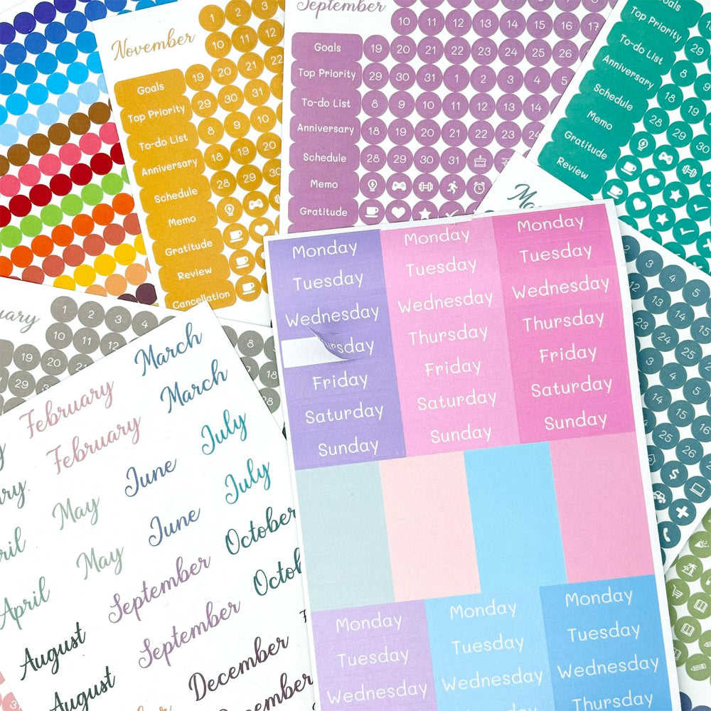 1917 Pcs Calendar Monthly Weekly Daily Planner Stickers