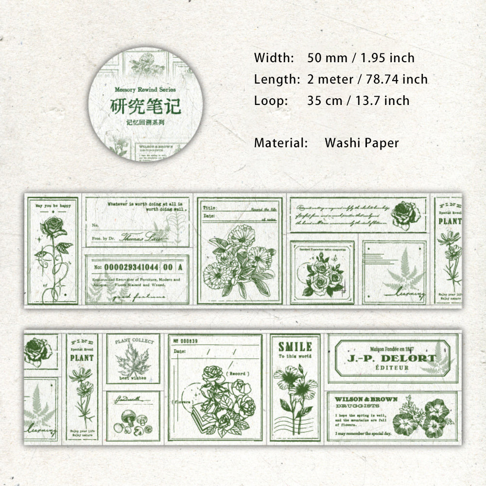 1 Roll Vintage Diecut Washi Stickers Tape JYHS