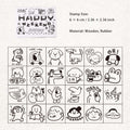 24 Pcs Cute Daily Life Wooden Stamp XQYJ