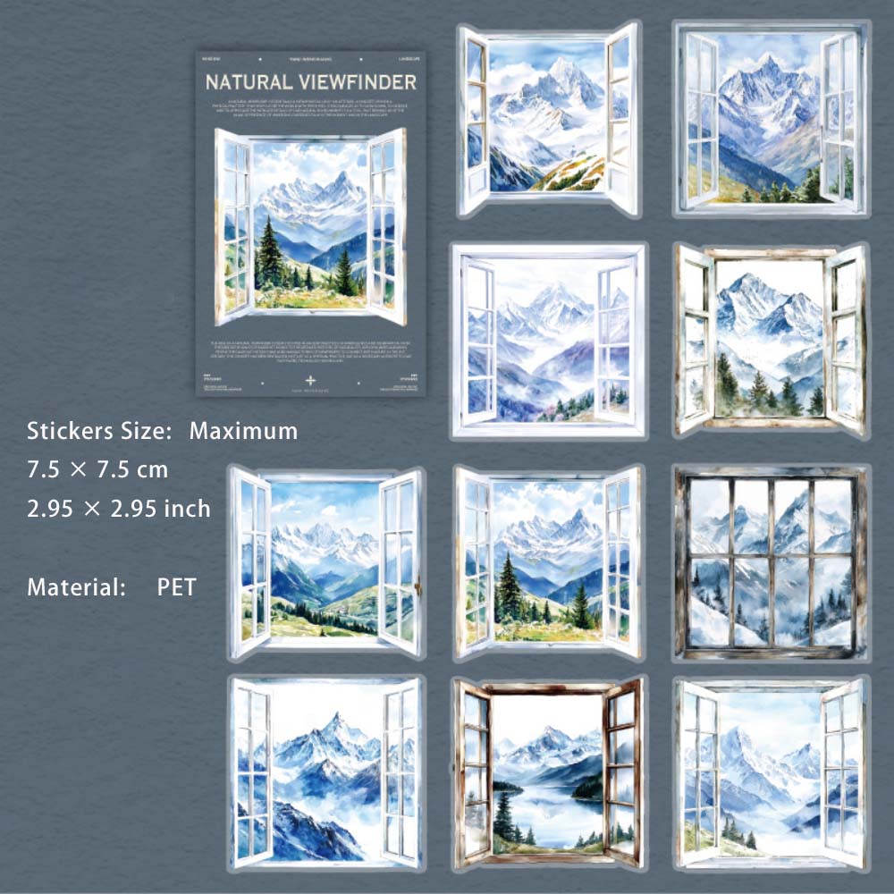 20 Pcs Window Landscape PET Stickers ZRQJQ