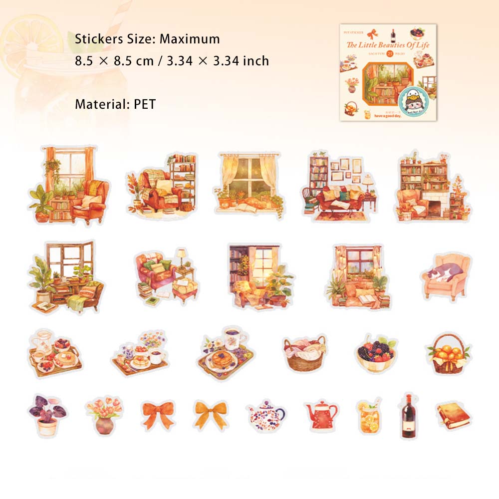 25 Pcs Lifestyle PET Stickers SHXMH