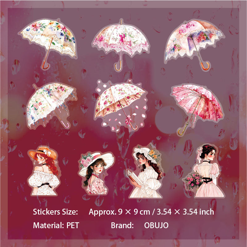 10 Pcs Umbrella Girl PET Stickers QSYJ