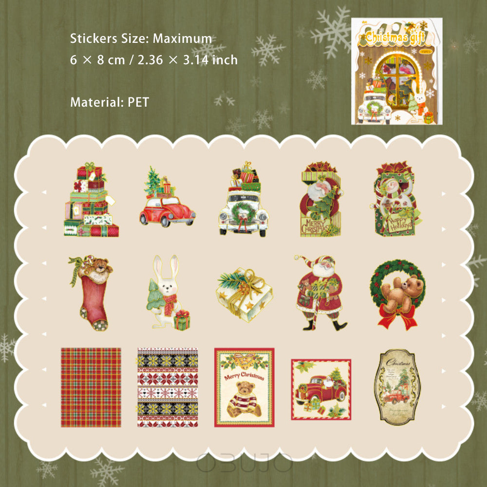 15 Pcs Christmas PET Stickers SDXQ